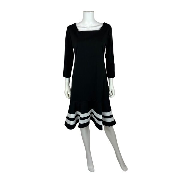 Acevog Dresses & Skirts - ACEVOG Black White Dress Womens Large NWT Retro Wiggle Striped Tiered Skirt